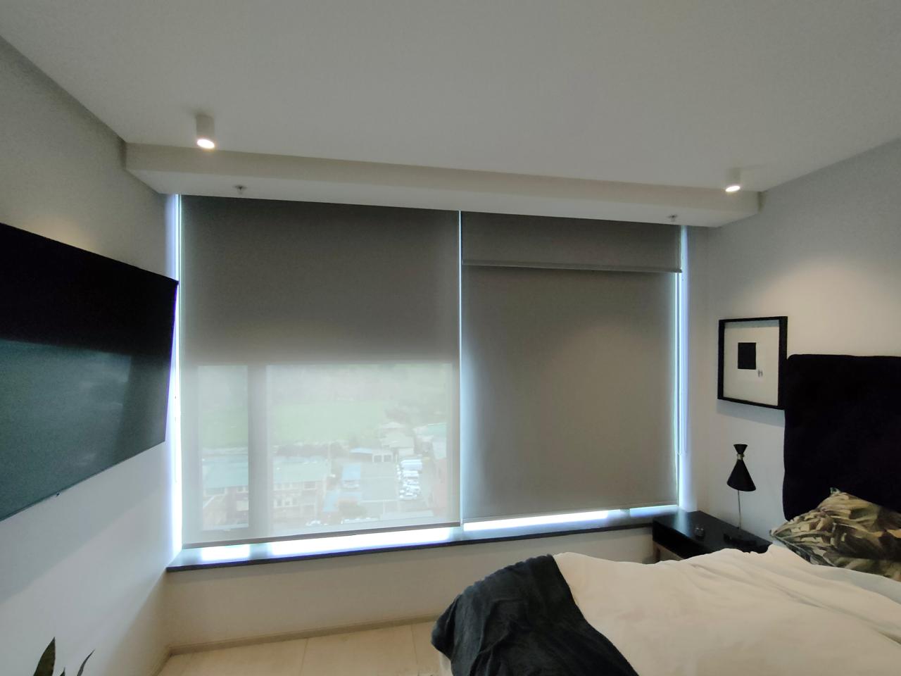 Charcoal blackout double rollers bedroom