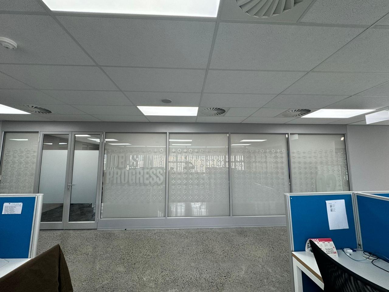 Commercial office frosted glass film partitions